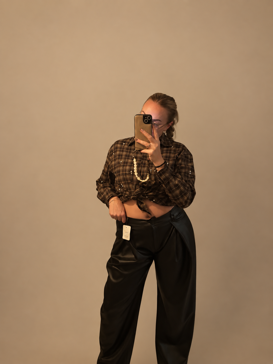 Blouse & leren broek set