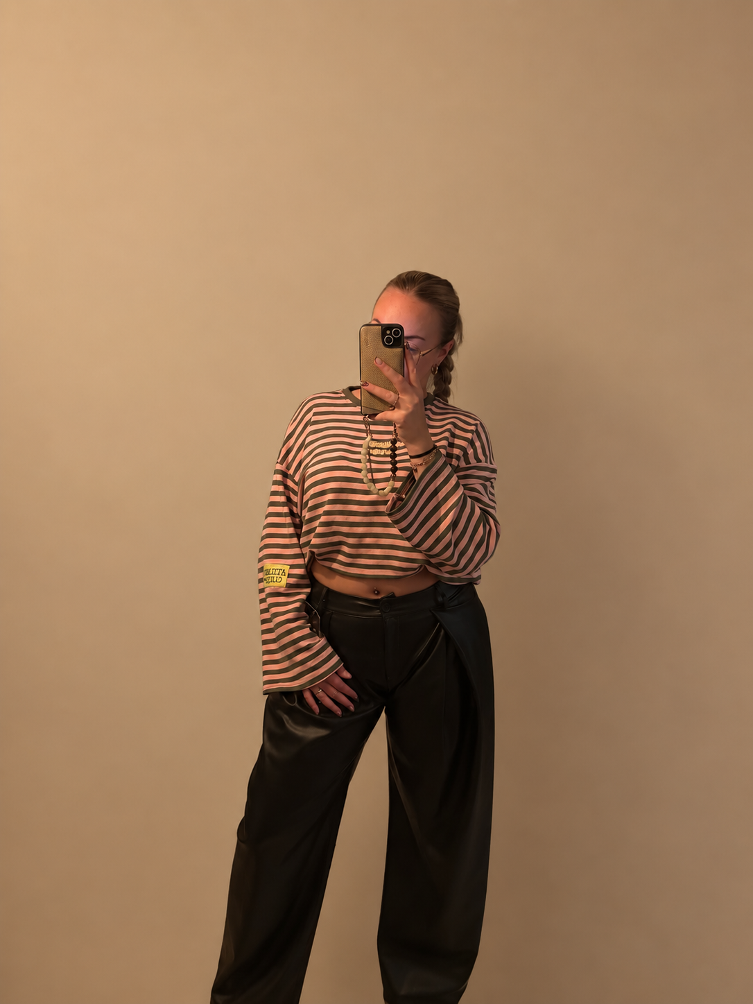 Longsleeve & Leren Broek Set